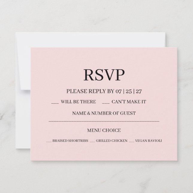 Cartons Réponse Modern Pink Blush Wedding (Devant)