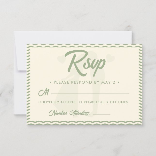 Cartons Réponse Modern Sage Green Wavy Stripe Wedding (Devant)
