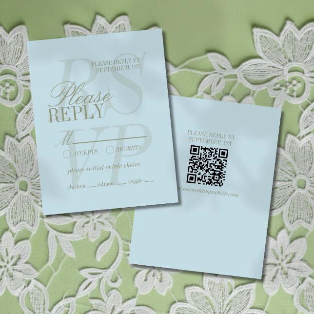 Cartons Réponse Modern Script Citrus Blue Formal Wedding  (Invite guest to give their response for your big day with this Modern Script Citrus Blue RSVP!)
