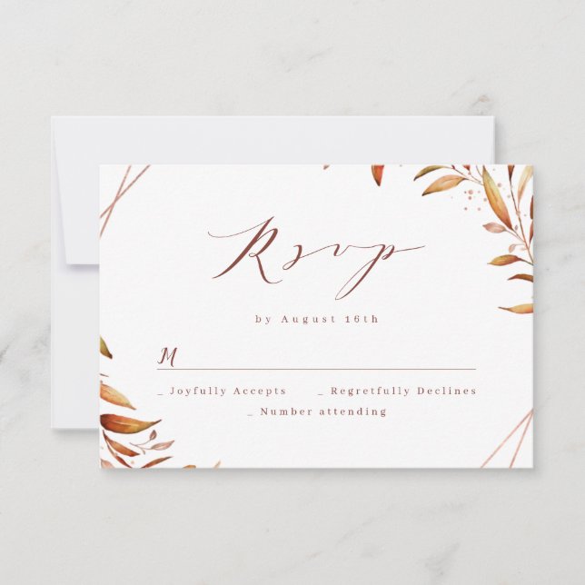 Cartons Réponse Moderne Automne vert Mariage géométrique Rustique (Devant)