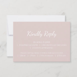 Cartons Réponse Moderne Blush rose simple mariage contemporain