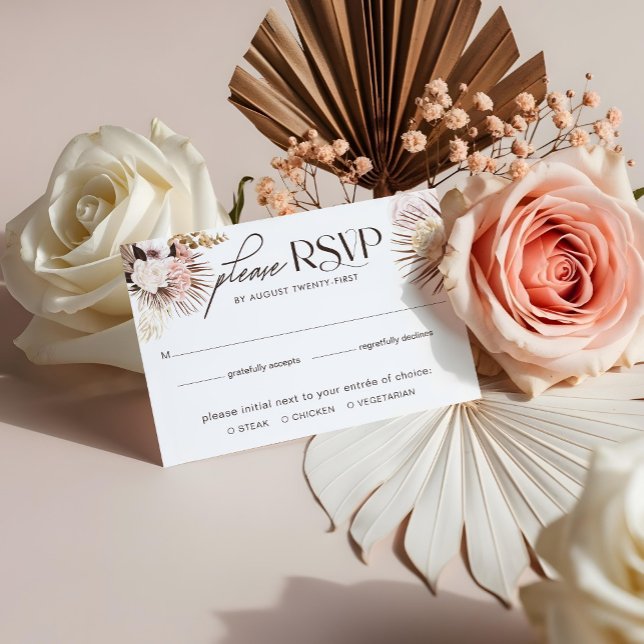 Cartons Réponse Moderne Chic Bohème Aquarelle Mariage Floral (Modern Chic Bohemian Watercolor Floral Wedding RSVP Card)