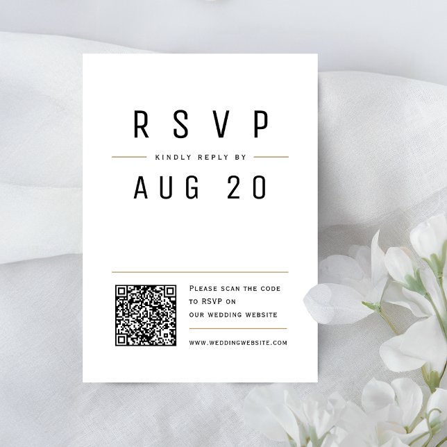 Cartons Réponse Moderne Chic Typographie simple Mariage de code QR (Modern Chic Simple Typography QR code Wedding RSVP Card)