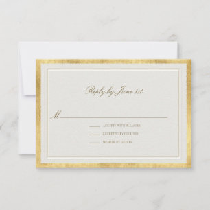 Cartons Réponse Moderne Classique Mariage Formel Élégant Ecru