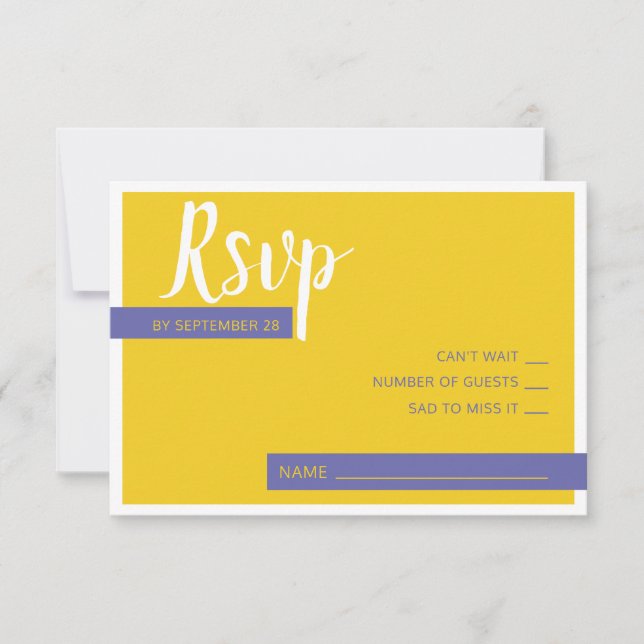 Cartons Réponse Moderne Contemporain violet jaune mariage minimal (Devant)