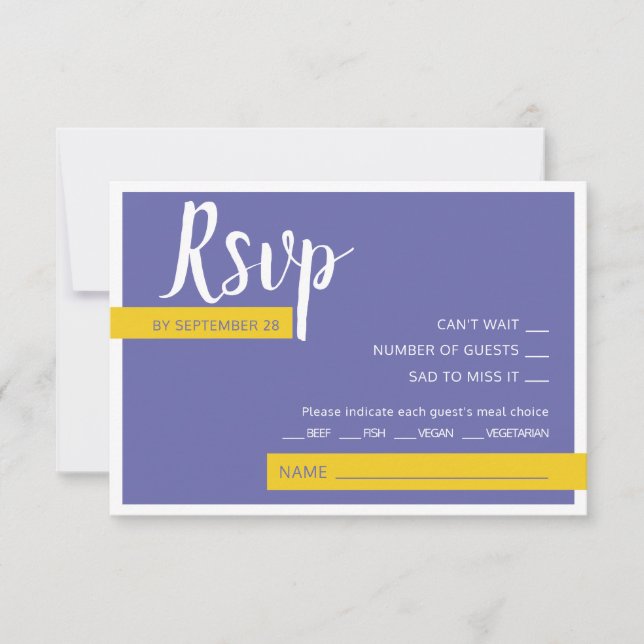 Cartons Réponse Moderne Contemporain violet jaune mariage minimal (Devant)