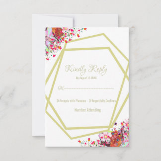 Cartons Réponse Moderne Elégant Floral Rustic Mariage
