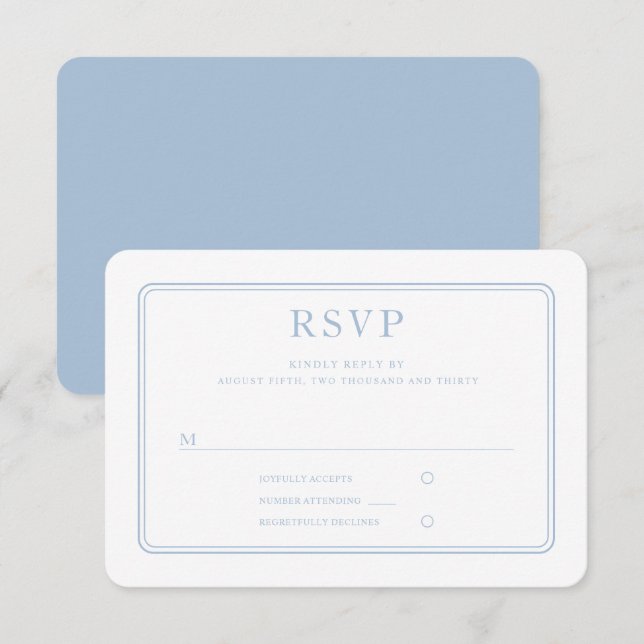 Cartons Réponse Moderne Élégant Formal Poudre Mariage bleu (Devant / Derrière)