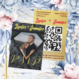 Cartons Réponse Moderne Elegant Golden Damond QR Code Mariage