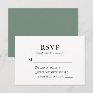 Cartons Réponse Moderne Elégant minimaliste Mariage Sage Green
