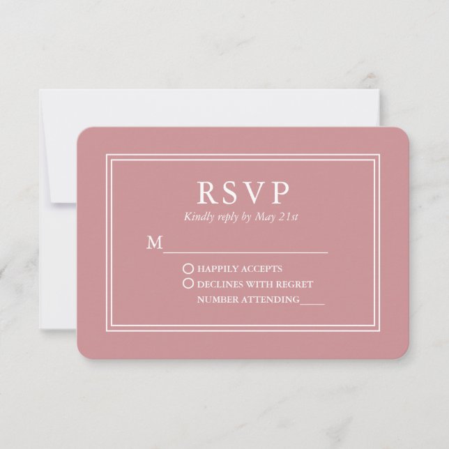 Cartons Réponse Moderne Mariage élégant Rose or (Devant)