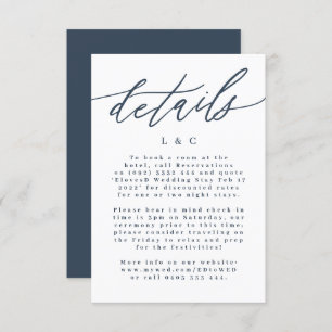 Cartons Réponse Moderne Marine Blue Calligraphy Détails du Mariage