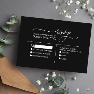 Cartons Réponse Moderne minimaliste Élégant Mariage noir blanc