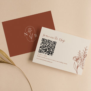 Cartons Réponse Moderne minimaliste en terre cuite Boho Mariage QR