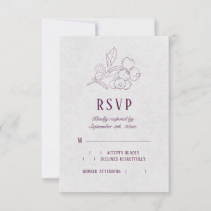 Cartons Réponse Moderne Plum Argent Grey Botanique Mariage élégant
