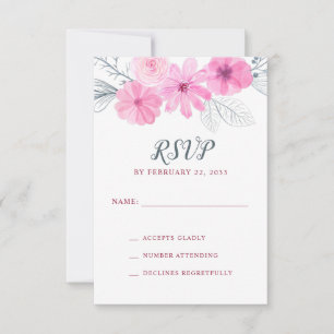 Cartons Réponse Moderne rose gris aquarelle fleurs printemps maria