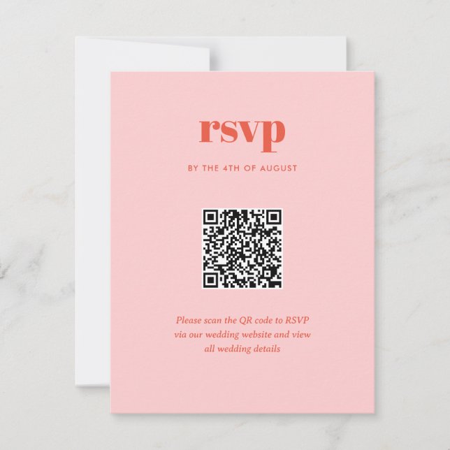 Cartons Réponse Moderne rose tendance Mix Match Mariage QR Code (Devant)
