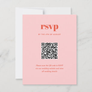 Cartons Réponse Moderne rose tendance Mix Match Mariage QR Code