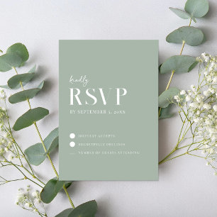 Cartons Réponse Moderne Simple Chic Sage Mariage Vert