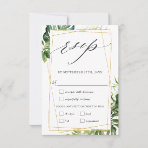 Cartons Réponse Moderne Tropical Greenery Gold Mariage Meal Choice