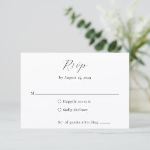 Cartons Réponse Monogramme classique noir et blanc pour un mariage