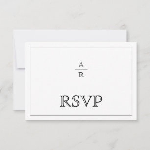 Cartons Réponse Monogramme de crête florale noire Code QR mariage