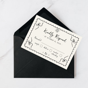 Cartons Réponse Monogramme de Mariage français rétro Whimsical