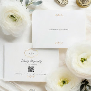 Cartons Réponse monogramme d'or classique QR CODE site mariage
