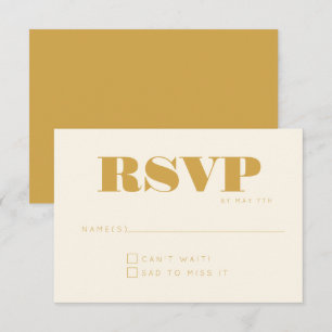 Cartons Réponse Monogramme moderne minimaliste Jaune Chic Mariage 