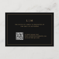 Monogramme noir et or simple Mariage de code QR