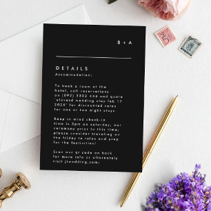 Cartons Réponse Monogramme noir moderne simple Hébergement