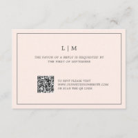 Monogramme rose vierge simple Code QR Mariage élég