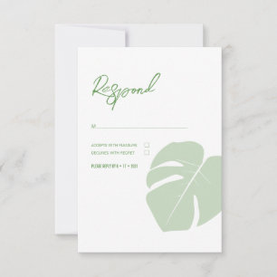 Cartons Réponse Monstera ・ Mariage tropical moderne ・ Feuille vert