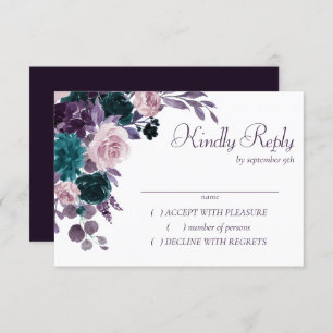 Cartons Réponse Moody Boho   Eggplant Purple Argent Frame Bouquets
