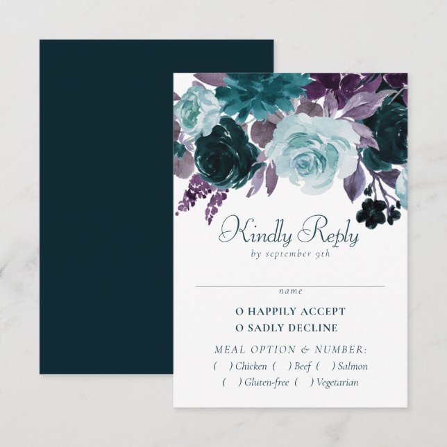 Cartons Réponse Moody Boho | Turquoise et aubergine pourpre Rose E (Devant / Derrière)