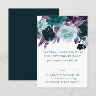 Cartons Réponse Moody Boho   Turquoise et aubergine violet Rose Fl