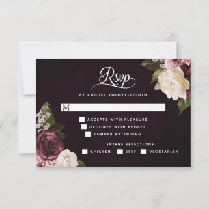 Cartons Réponse Moody foncé Floral Romantique Mariage Options de r
