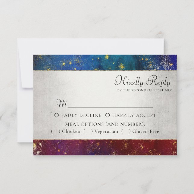 Cartons Réponse Moody Ombre | Dark Jewel Tone Gold Stars Entree (Devant)