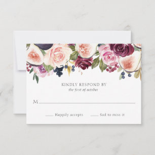 Cartons Réponse Moody Plum Floral et Fig Mariage