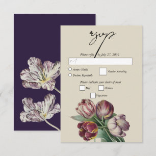 Cartons Réponse Moody Watercolor Purple Tulips Mariage