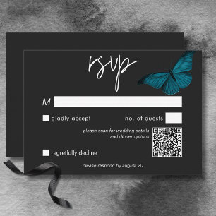 Cartons Réponse Mosaïque foncée Minimal Moth Turquoise Code QR Mar