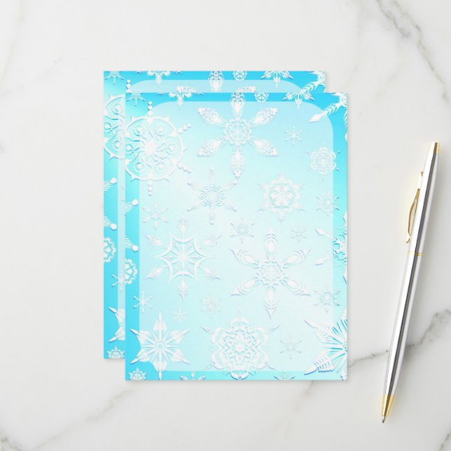 Cartons Réponse Motif Crystal Snowflakes (Devant/Arrière en situation)