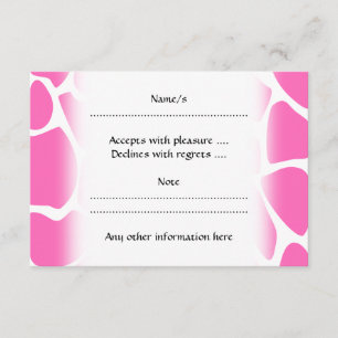 Cartons Réponse Motif d'impression Giraffe en rose vif.