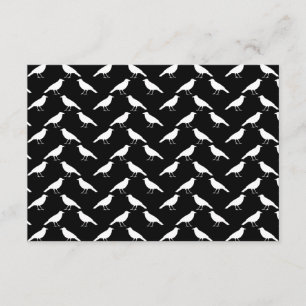 Cartons Réponse Motif d'oiseau. Corneilles en noir et blanc.