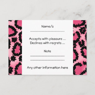Cartons Réponse Motif Empreinte de léopard rose et noir.