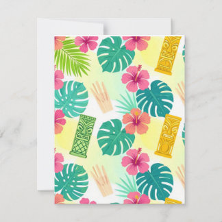 Cartons Réponse Motif Tiki Hawaïen Tropical pour Mariage Fête