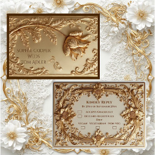 Cartons Réponse Motifs Floraux de Grandeur Baroque Ornés d'Or Élég
