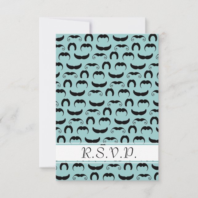 Cartons Réponse Moustaches R.S.V.P. Bleu (Devant)