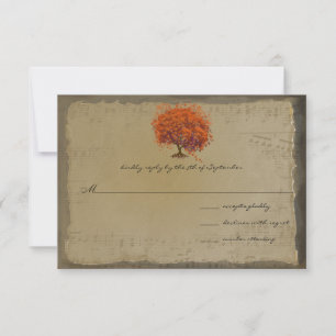 Cartons Réponse Musical Gold Orange Plum Heart Leaf Mariages