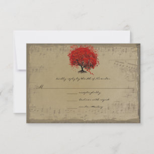 Cartons Réponse Musical Gold Red Heart Leaf Tree